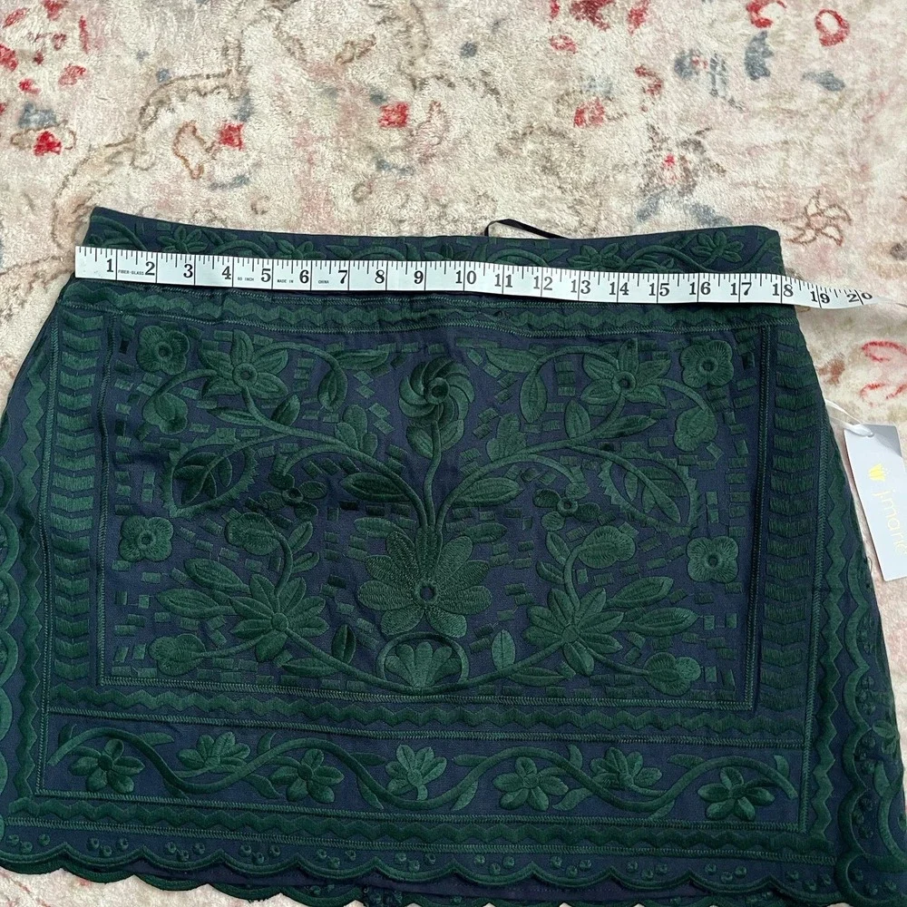 J Marie Juniors XL Laken Floral Embroidery Mini Pencil Skirt Party Green Blue - Picture 3 of 7